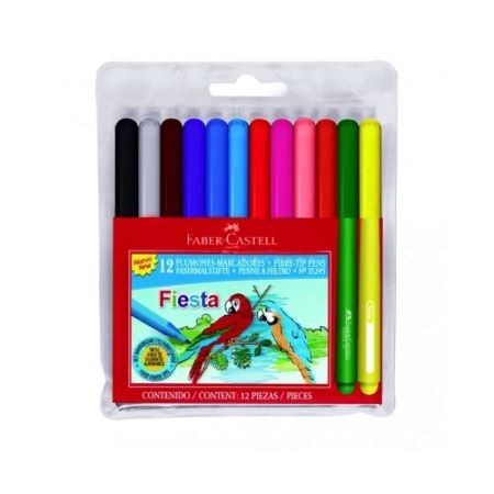 Marcadores Faber Castell Fiesta 45 Largos 12 colores Zipper -2