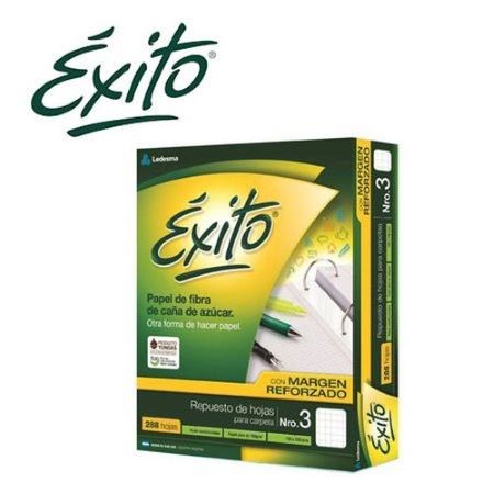 Repuesto Exito Margen Reforzado Cuadriculado Nº3 288 hojas -2
